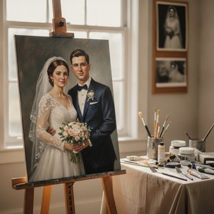 The Gift of Immortality: Transform Your Wedding Photos into Timeless Hand-Painted Oil Masterpieces