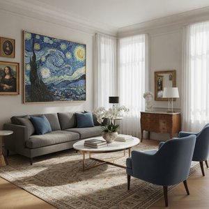 The Curated Living Room: Elevating Interiors with Iconic Masterpiece Reproductions