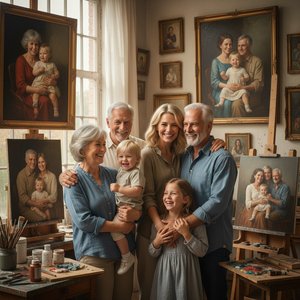 Capture Every Smile: Bespoke High-Detail Family Portraits by Master Artists at ArtsDot