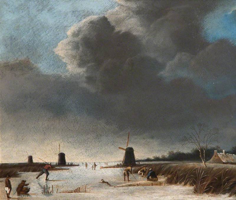Winter Landscape With A Frozen River — Hendrik Jacobsz Dubbels