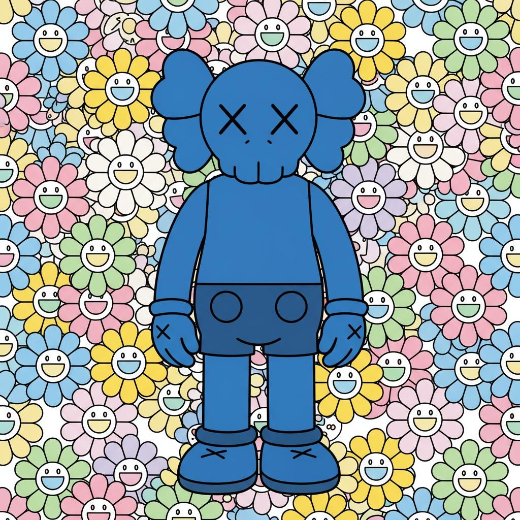 Azurblaues Totem Inmitten Einer Hypnotischen Sinfonie Aus Pastellfarbenen Floralen Tessellationen — Laurent Charpentier