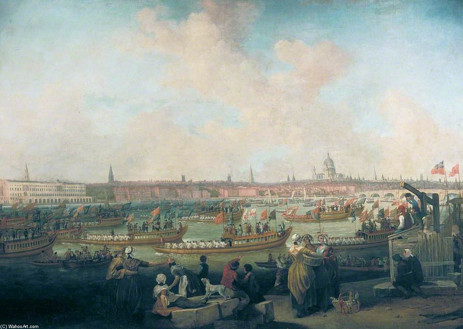 The Lord Mayor's Procession By Water To Westminster, London — Francis Wheatley