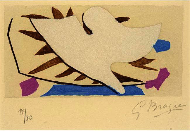 White Bird In Pink And Blue Background — Georges Braque