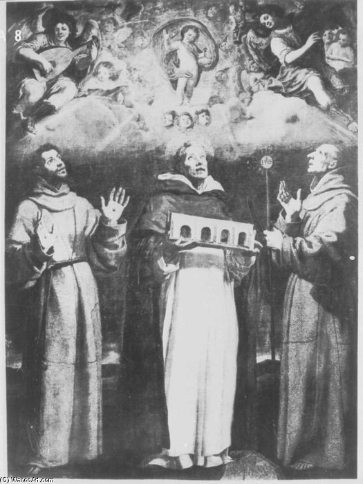 Der Heilige Gonzalo Zwischen Den Heiligen Franziskus Und Berhardin Von Siena — Vicente Carducho