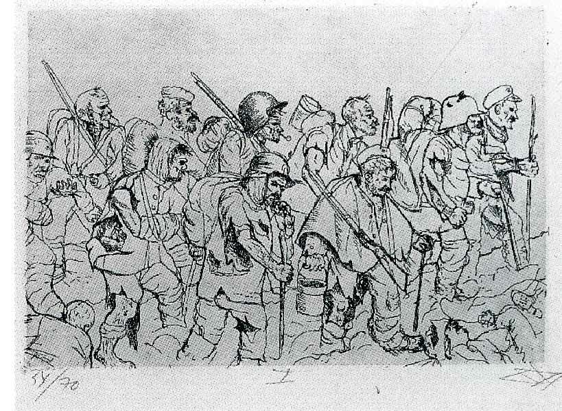 Battle Weary Troops Retreating - Battle Of The Somme — Otto Dix