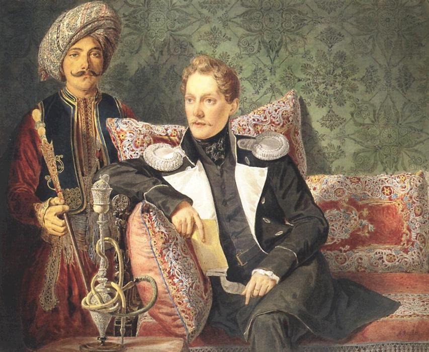 Portrait Of The Military And His Servant — Karl Pavlovich Bryullov