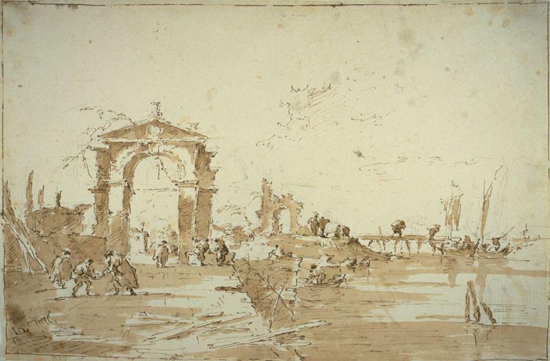 Gateway Near A Landing Bridge — Francesco Lazzaro Guardi