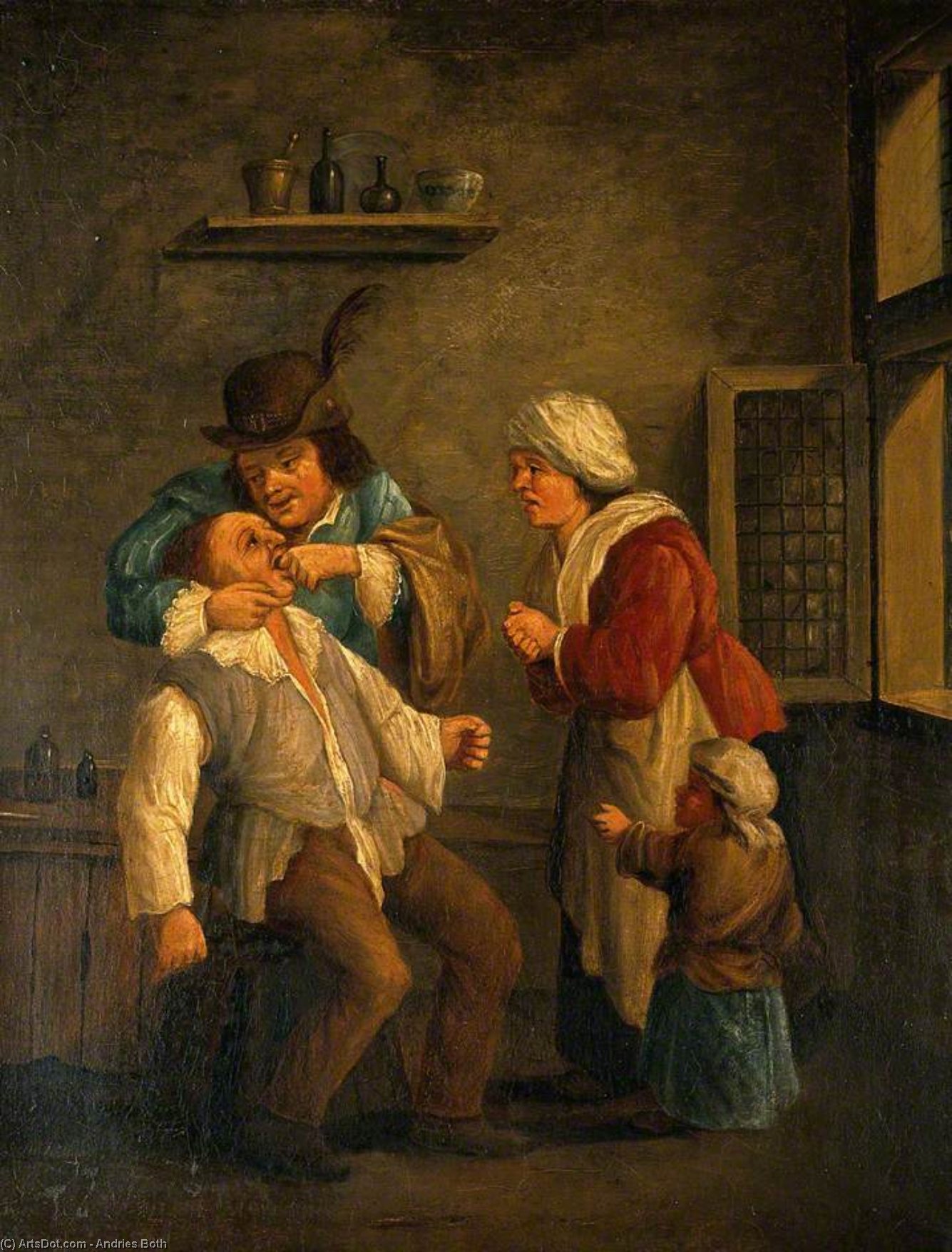 A Toothdrawer Operating On A Man, With A Woman And Child Looking On — Andries Both