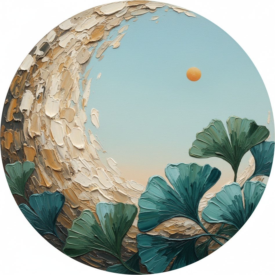 Ethereal Ginkgo Shadows Under A Sculpted Crescent Of Golden Morning Light — Laurent Fontaine