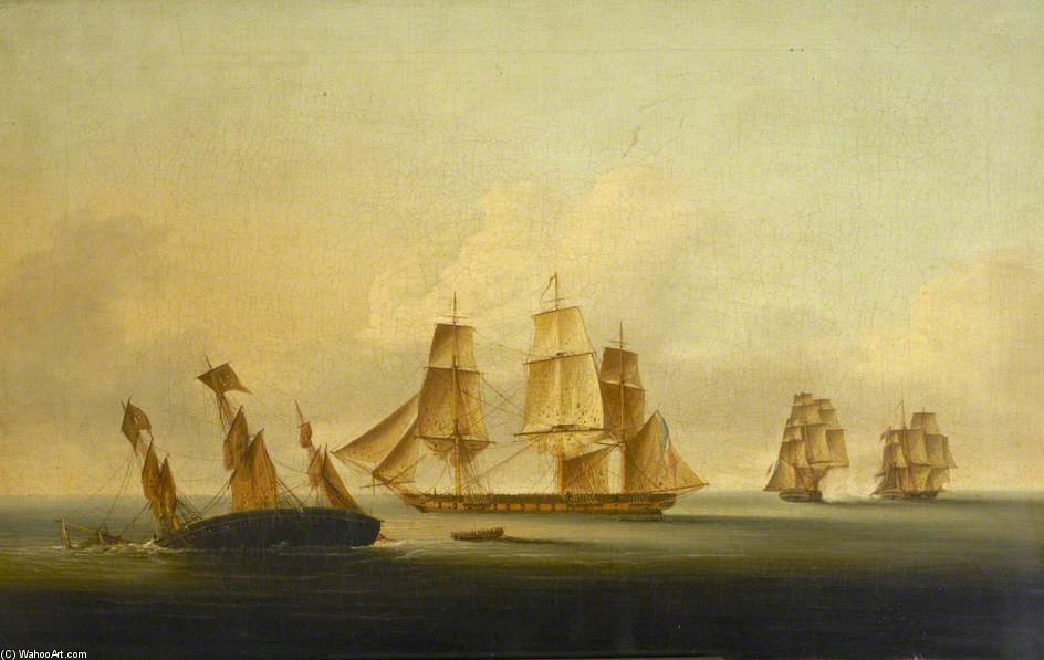 End Of The Action Between Hms 'arrow' And 'acheron' And The French Frigates 'hortense' And 'incorruptible' — Francis Sartorius Ii (john Francis Sartorius)