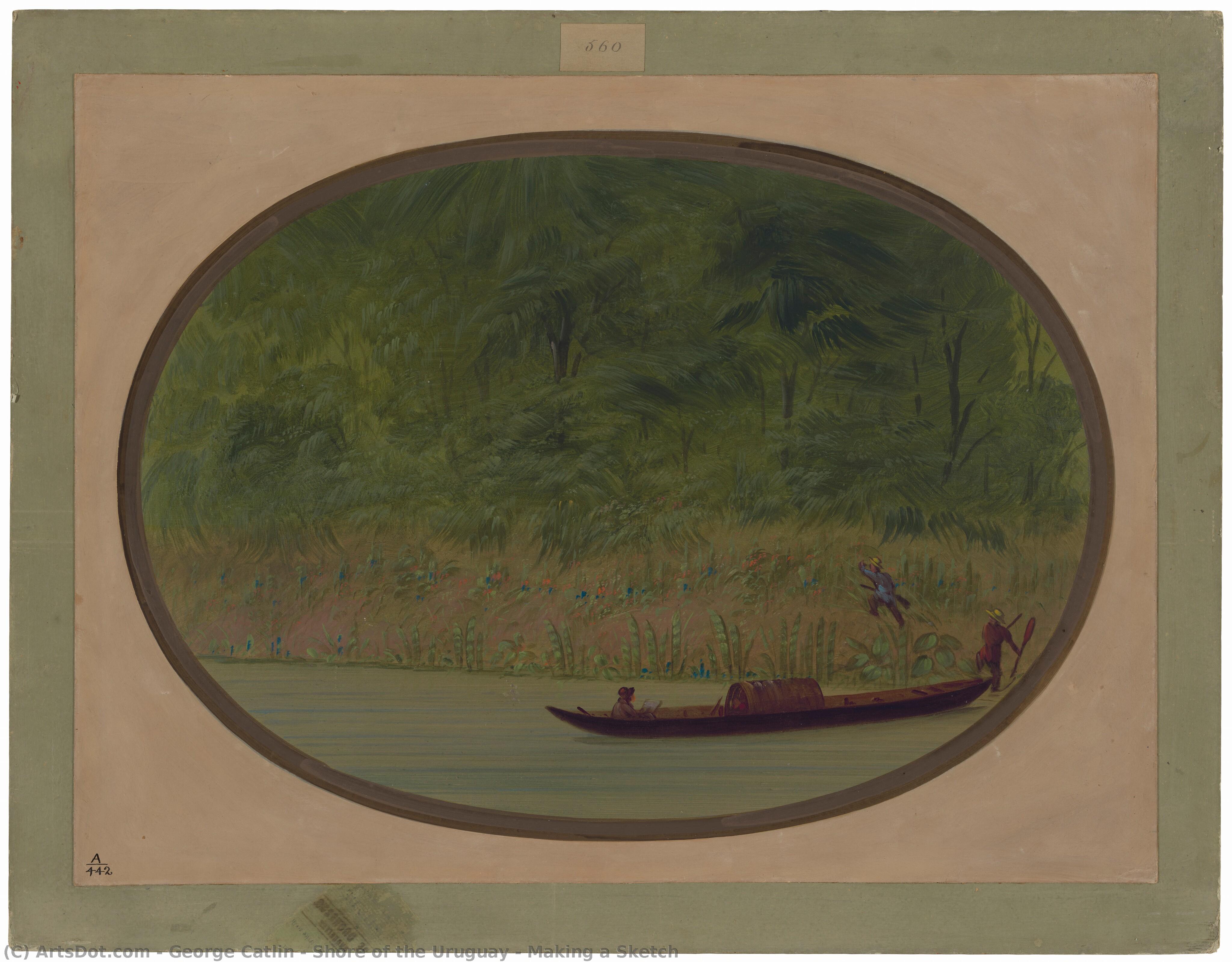 Shore Of The Uruguay - Making A Sketch — George Catlin