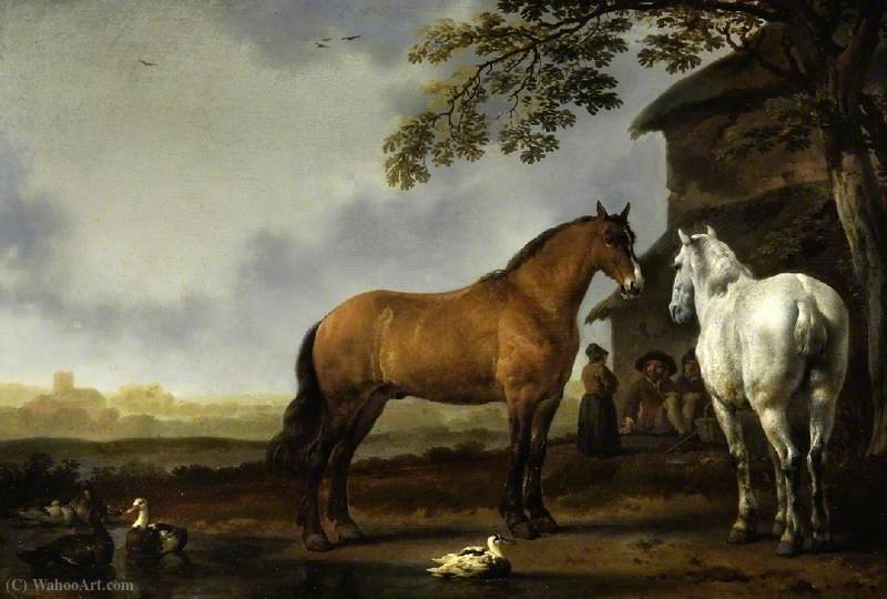 Landscape With Figures And Horses — Abraham Pietersz Van Calraet