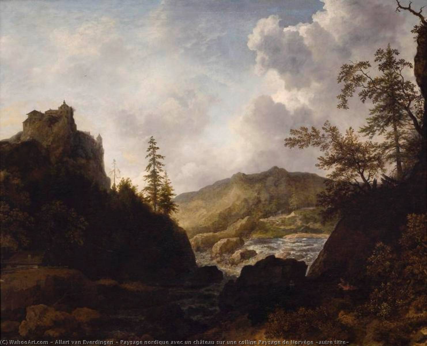 Paysage Nordique Avec Un Château Sur Une Colline Paysage De Norvège (autre Titre) — Allaert Van Everdingen