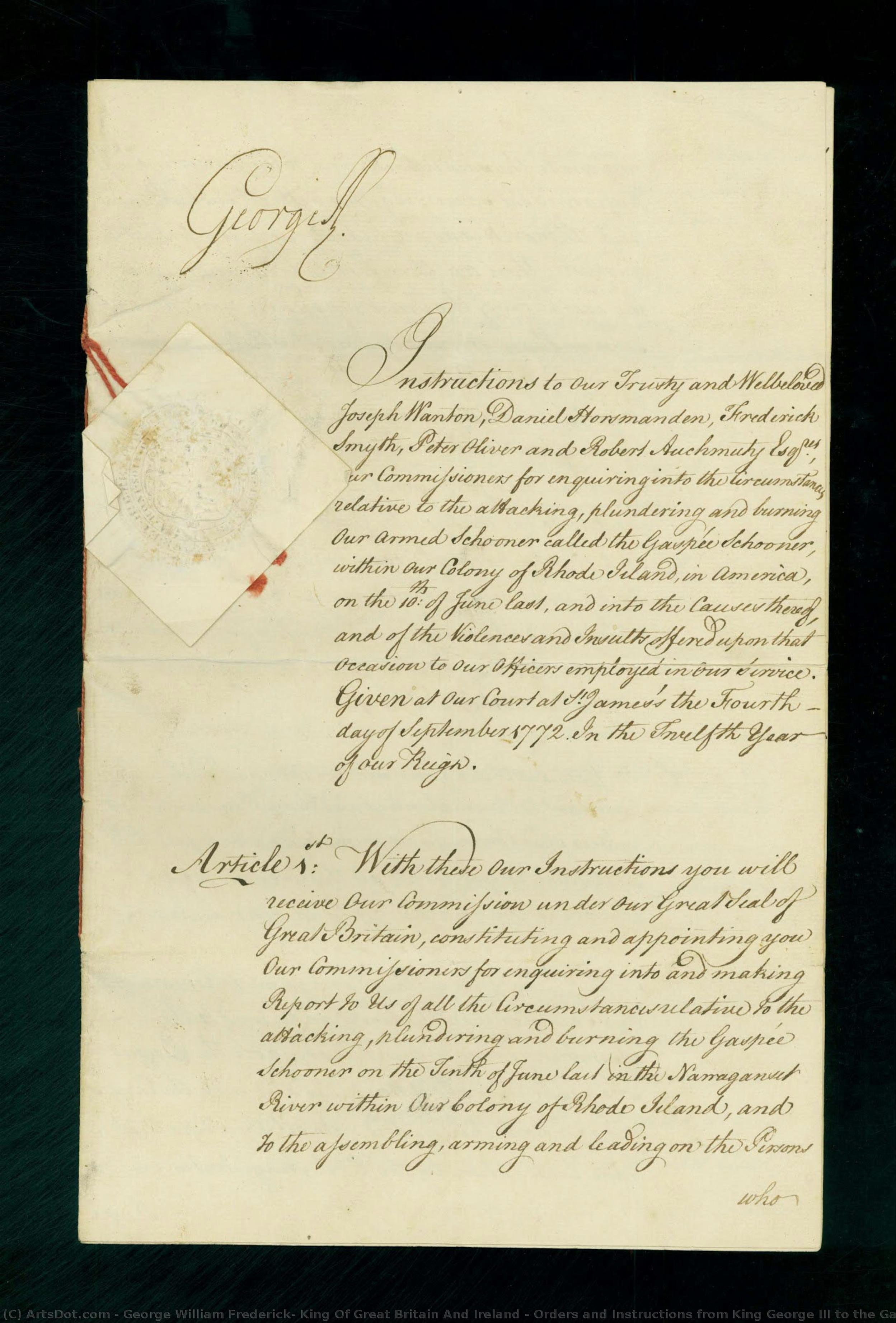 Orders And Instructions From King George Iii To The Gaspee Commissioners Orders And Instructions From King George Iii To The Gaspee Commissioners, Page 1 — Georg Iii.