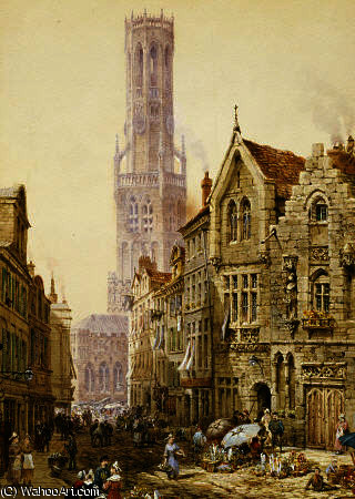 Flower Sellers In Bruges — Louise Rayner
