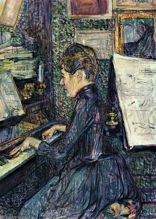 Mademoiselle Dihau Playing The Piano — Henri De Toulouse-lautrec