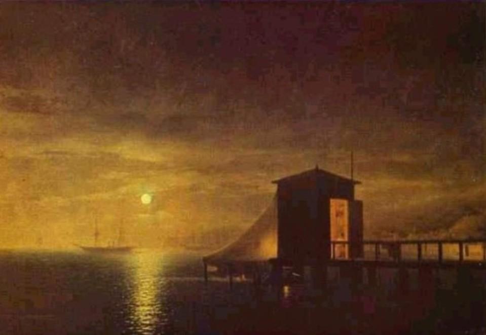 Moonlit Night. A Bathing Hut In Feodosia. — Ivan Konstantinovich Aivazovsky