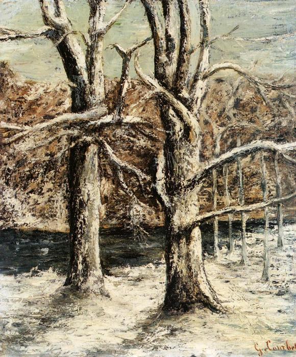 Woods In The Snow — Gustave Courbet