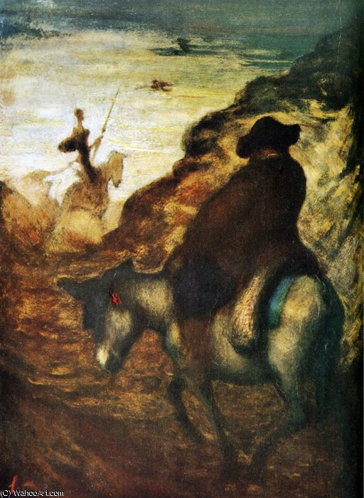 Don Quichotte Et Sancho Pança, Huile Sur Toile Gift Quichotte And Sancho Pança, Oil On Fabric — Honoré Daumier