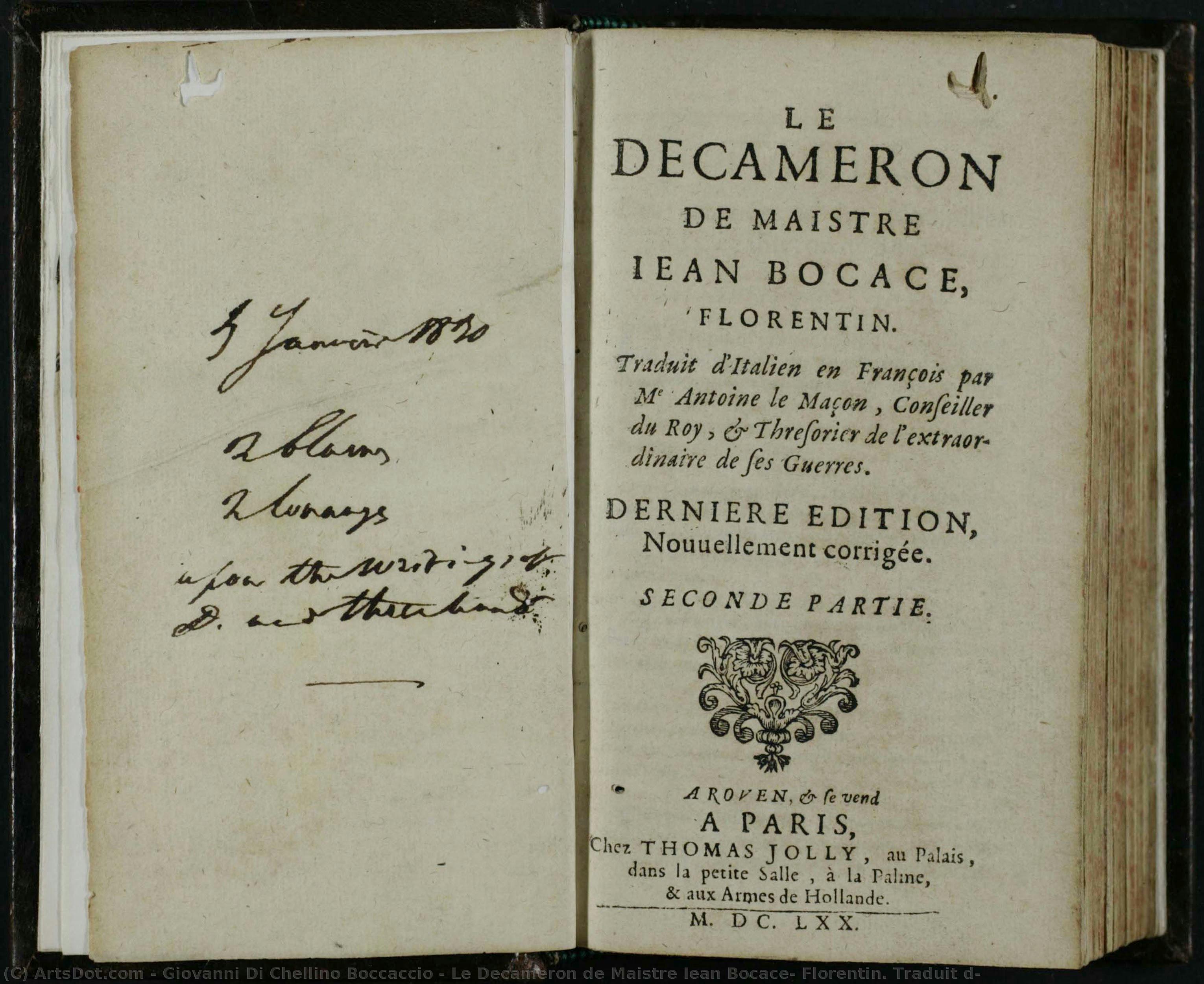 Le Decameron De Maistre Iean Bocace, Florentin. Traduit D — Giovanni Di Chellino Boccaccio
