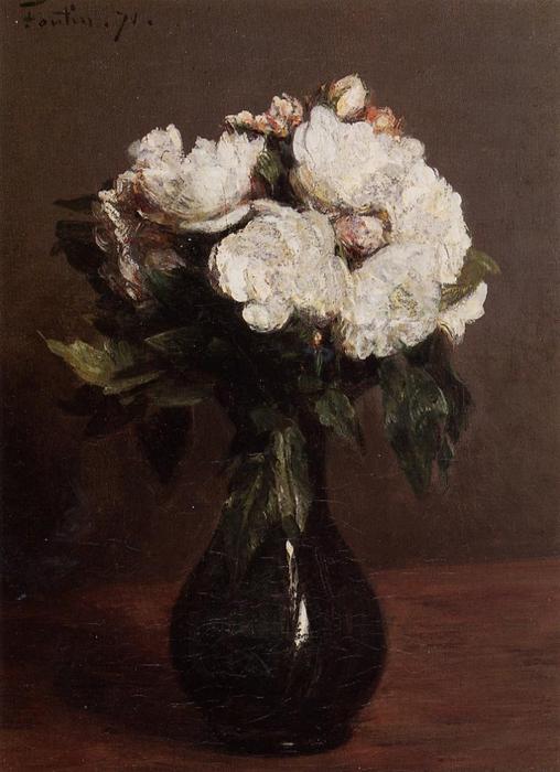 White Roses In A Green Vase — Henri Fantin-latour