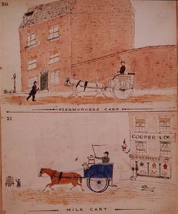 The Fishmonger's Cart And The Milk Cart — William Francis Freelove