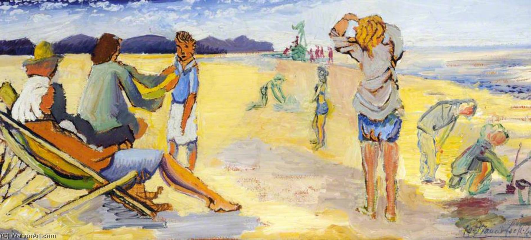 Christopher Being Dressed On The Beach At Hastings By Miss Vaughan — Francis Ferdinand Maurice Cook
