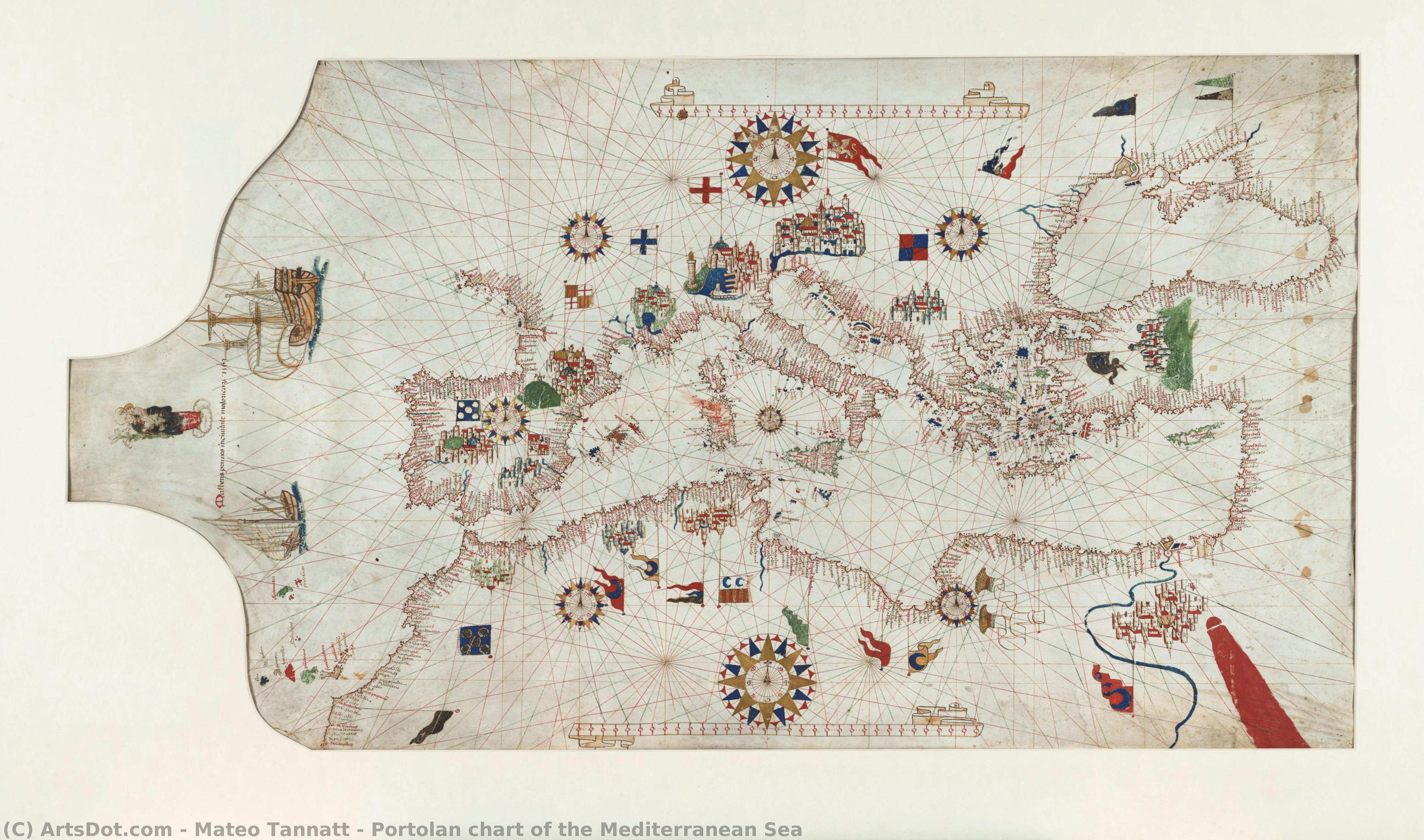 Portolan Chart Of The Mediterranean Sea — Mateo Tannatt