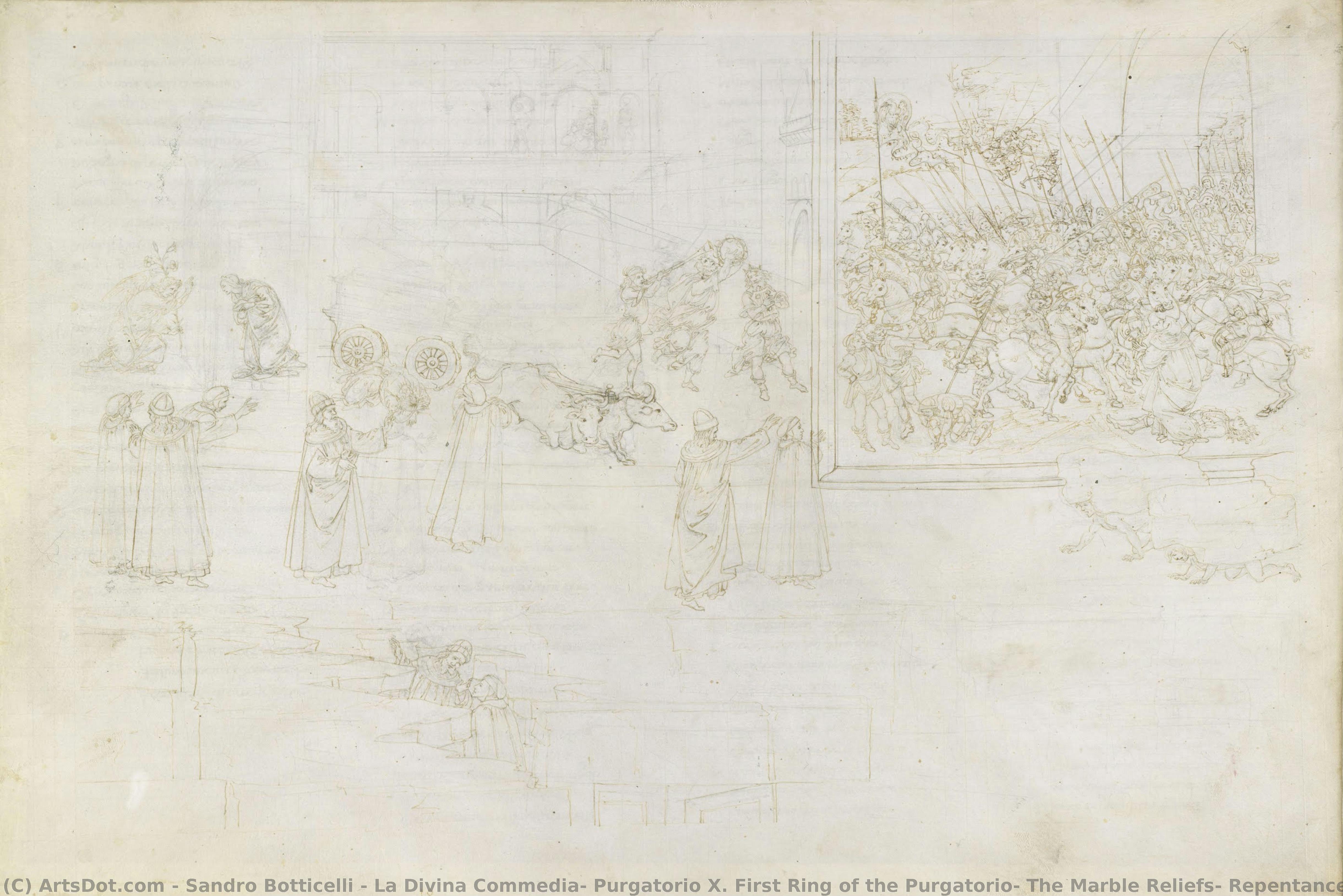 La Divina Commedia, Purgatorio X. First Ring Of The Purgatorio: The Marble Reliefs; Repentance Of The Haughty — Sandro Botticelli