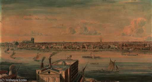 View Of Waterloo Bridge, Eastwards From The North Bank Of The Thames, St. Paul's Beyond — Gideon Yates