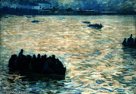 Shipyard Workers Returning Home On The Elbe — Leopold Karl Walter Von Kalckreuth