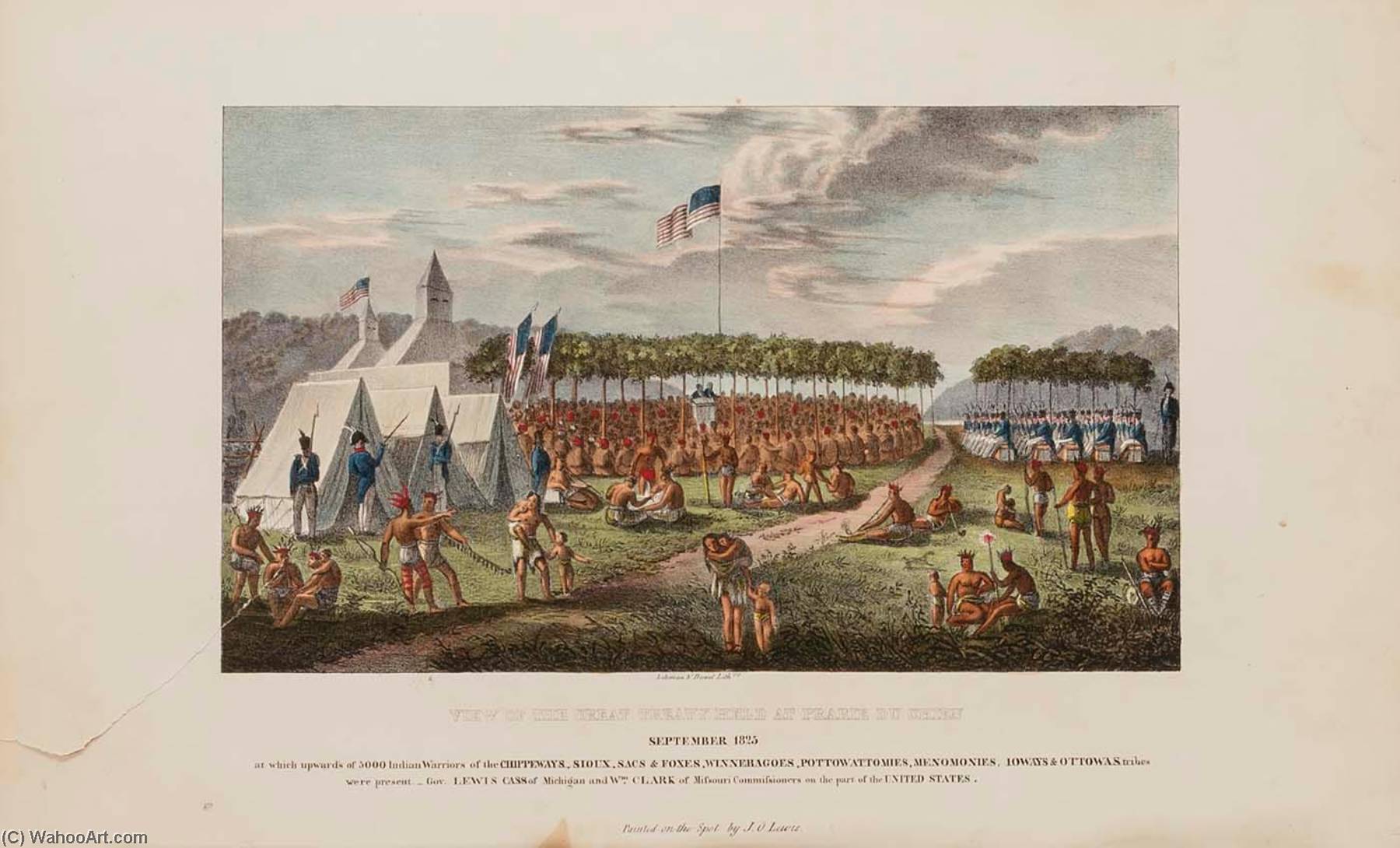 View Of The Great Treaty Held At Prairie Du Chien, September 1825, From The Aboriginal Portfolio — James Otto Lewis