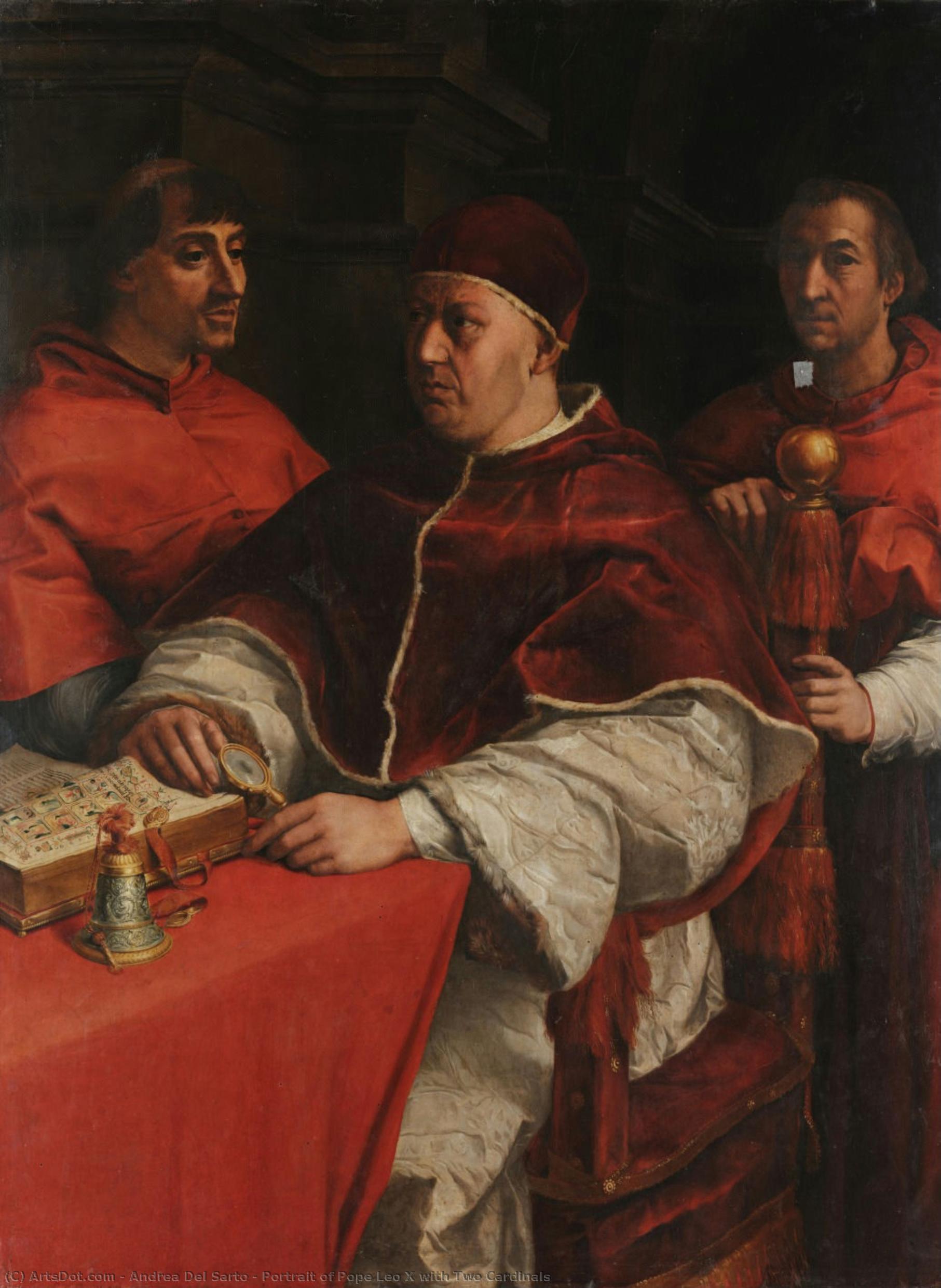 Retrato Del Papa León X Con Dos Cardenales — Andrea Del Sarto
