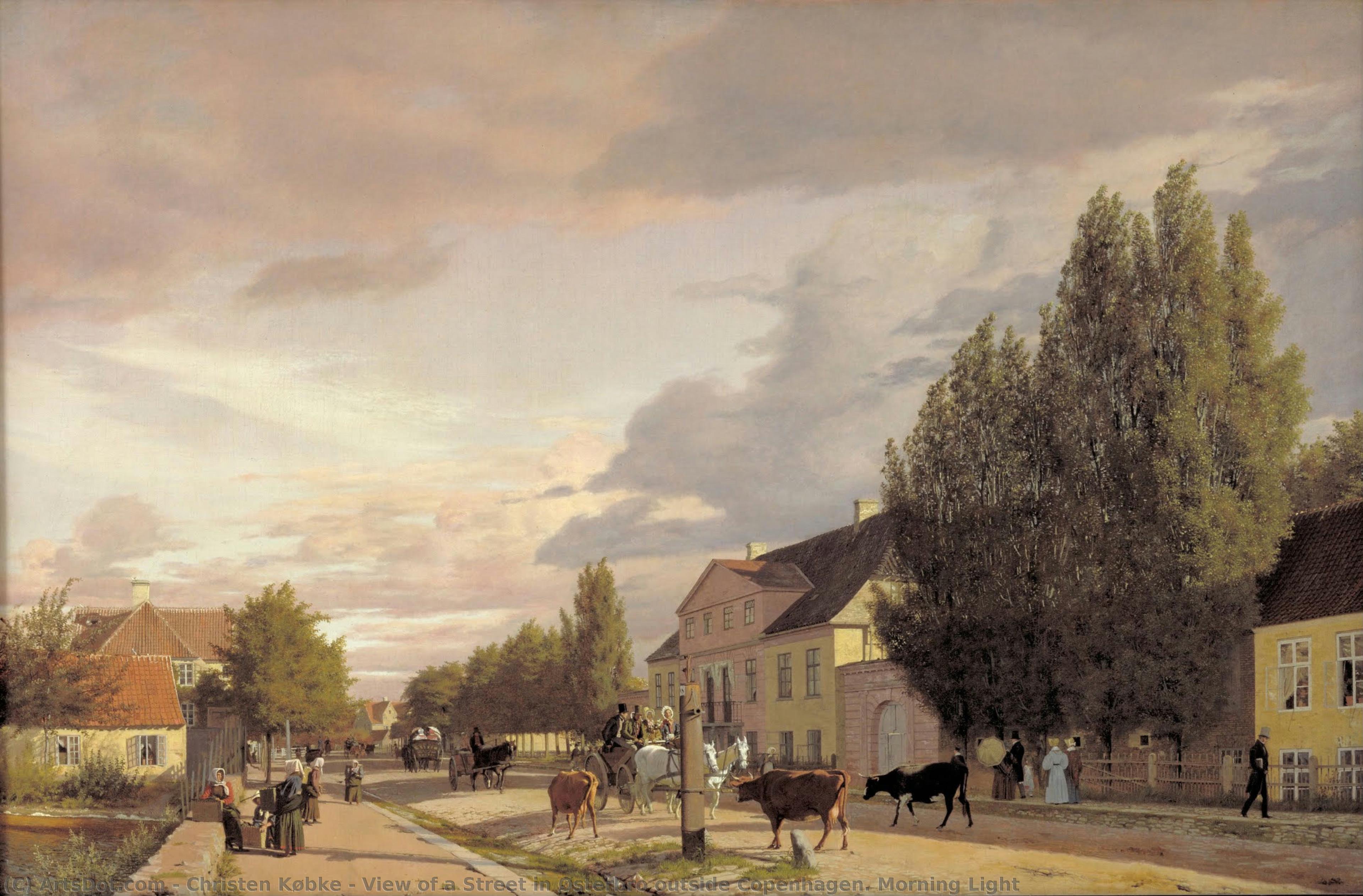 View Of A Street In Østerbro Outside Copenhagen. Morning Light — Christen Købke