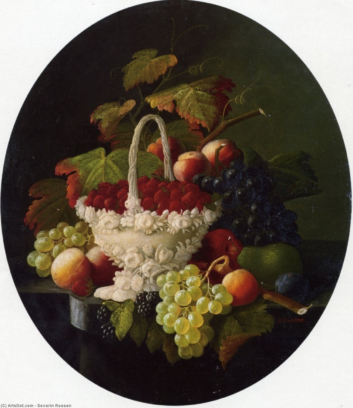 Still Life With Basket Of Strawberries — Severin Roesen