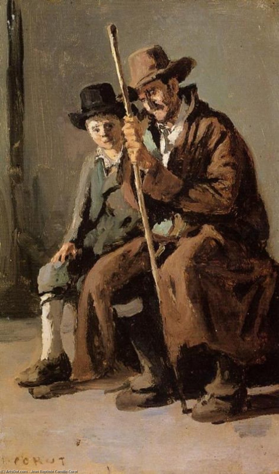 Zwei Italiener, Ein Alter Mann Und Ein Junger Junge — Jean-baptiste-camille Corot