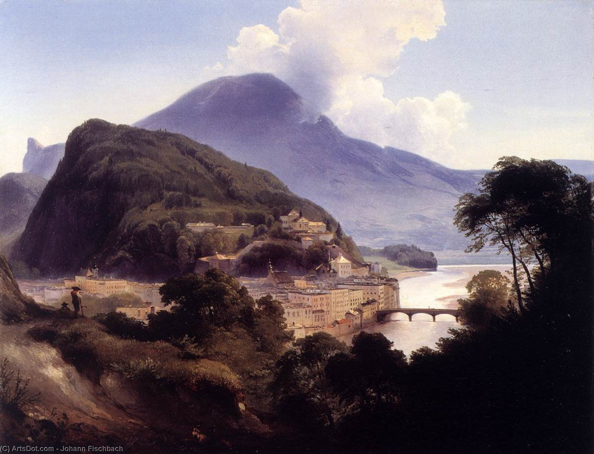 View Of Salzburg With The Kapuzinerberg — Johann Fischbach