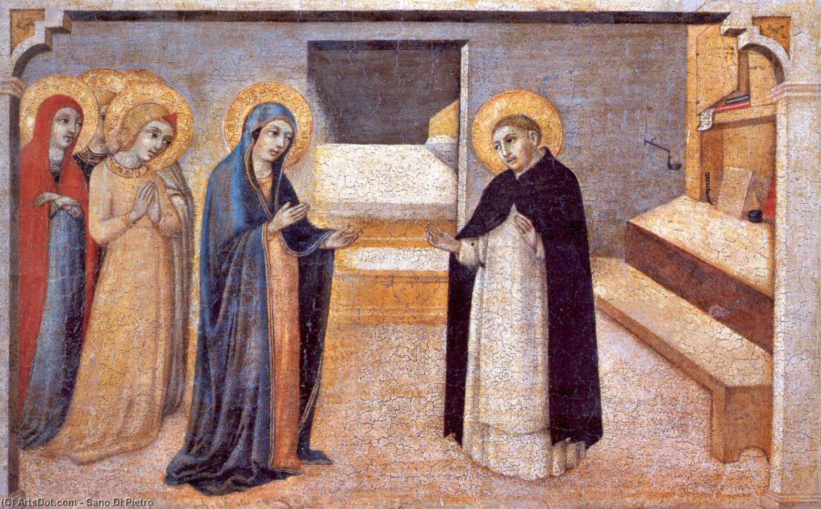 Scenes From The Legend Of Saint Peter Martyr. The Virgin Appears To The Saint — Sano Di Pietro
