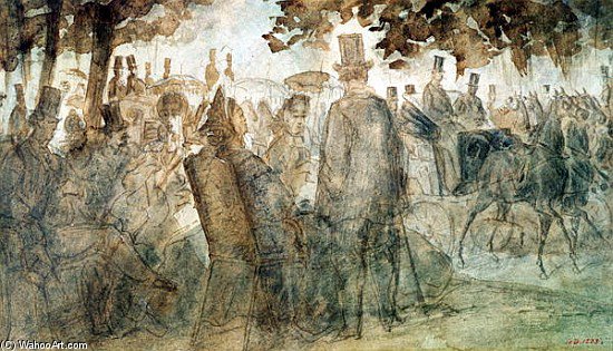 Carriages And Promenaders On The Avenue Des Champs-elysses — Constantin Guys