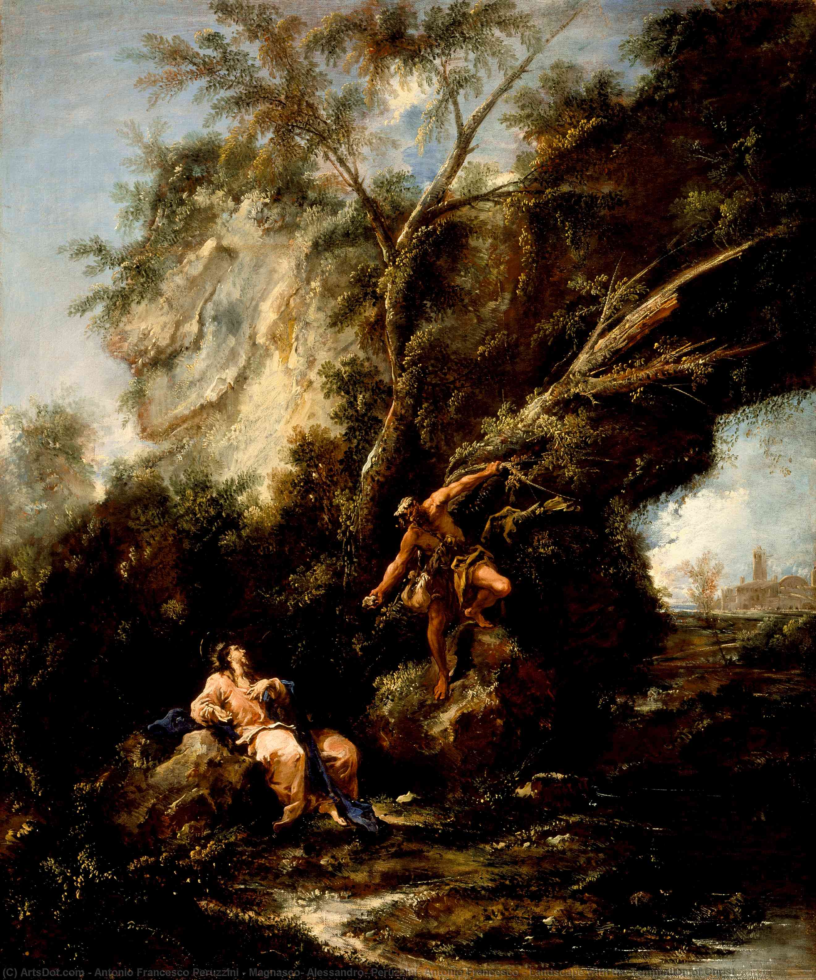Magnasco, Alessandro; Peruzzini, Antonio Francesco - Landscape With The Temptation Of Christ — Antonio Francesco Peruzzini
