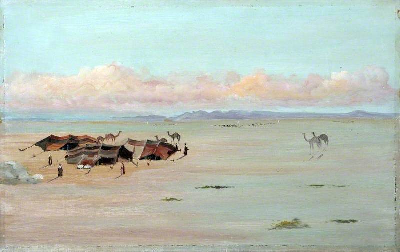 Desert Landscape With Bedouin Tents, Camels And Figures — Caroline Emily Gray Hill