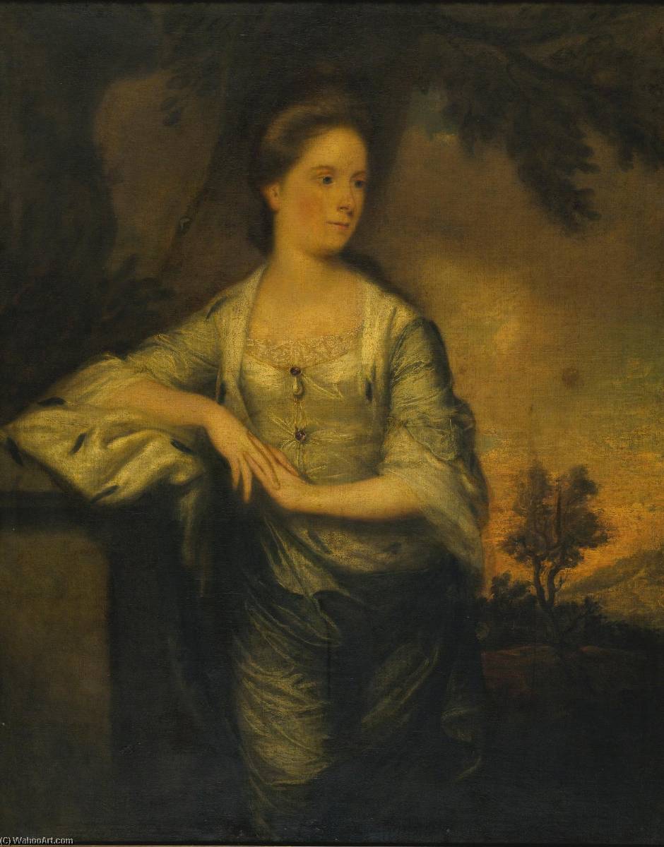 Portrait Of Lady Mary Crosbie, Three Quarter Length, A Landscape Beyond — Sir Joshua Reynolds