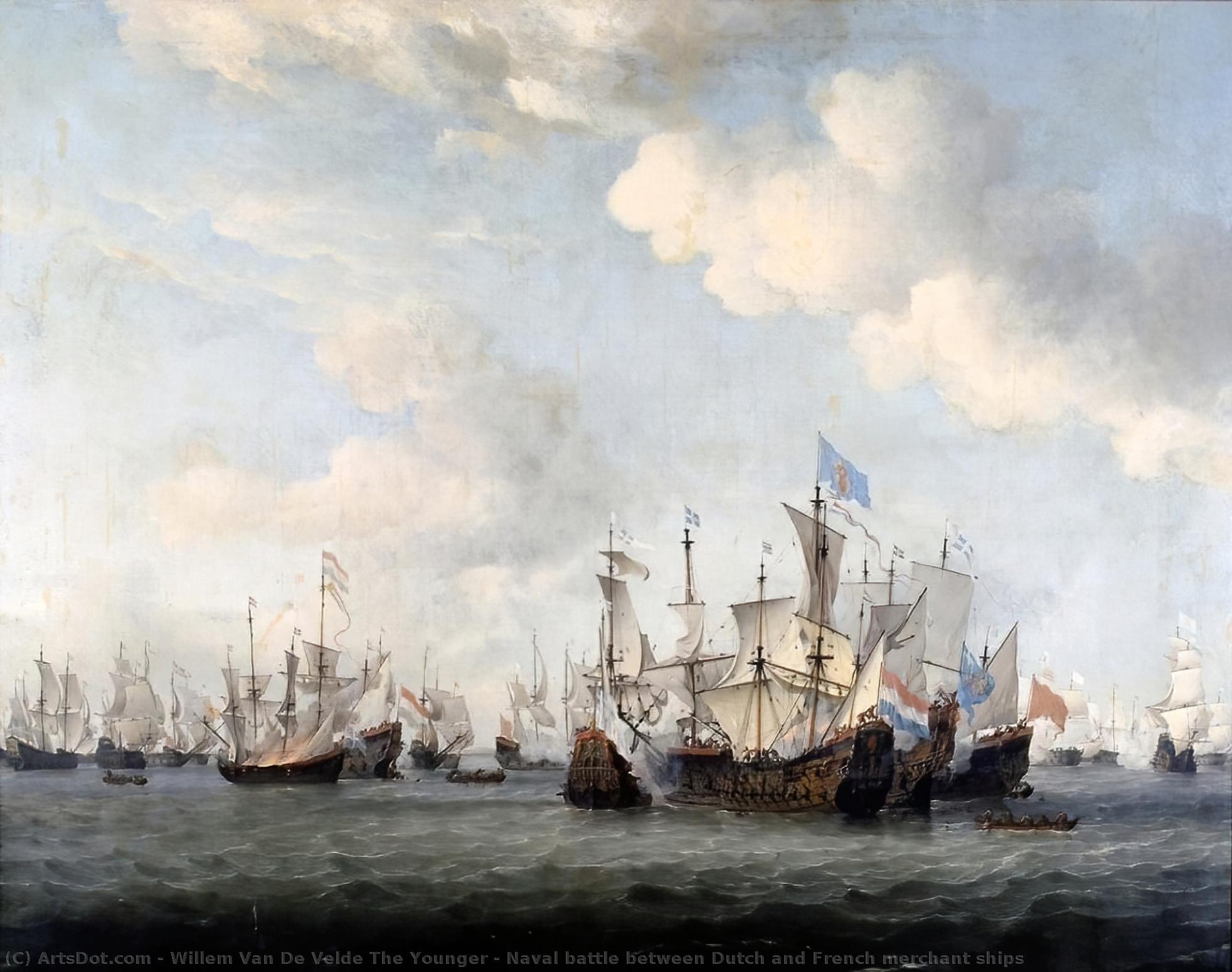 Naval Battle Between Dutch And French Merchant Ships — Willem Van De Velde The Younger