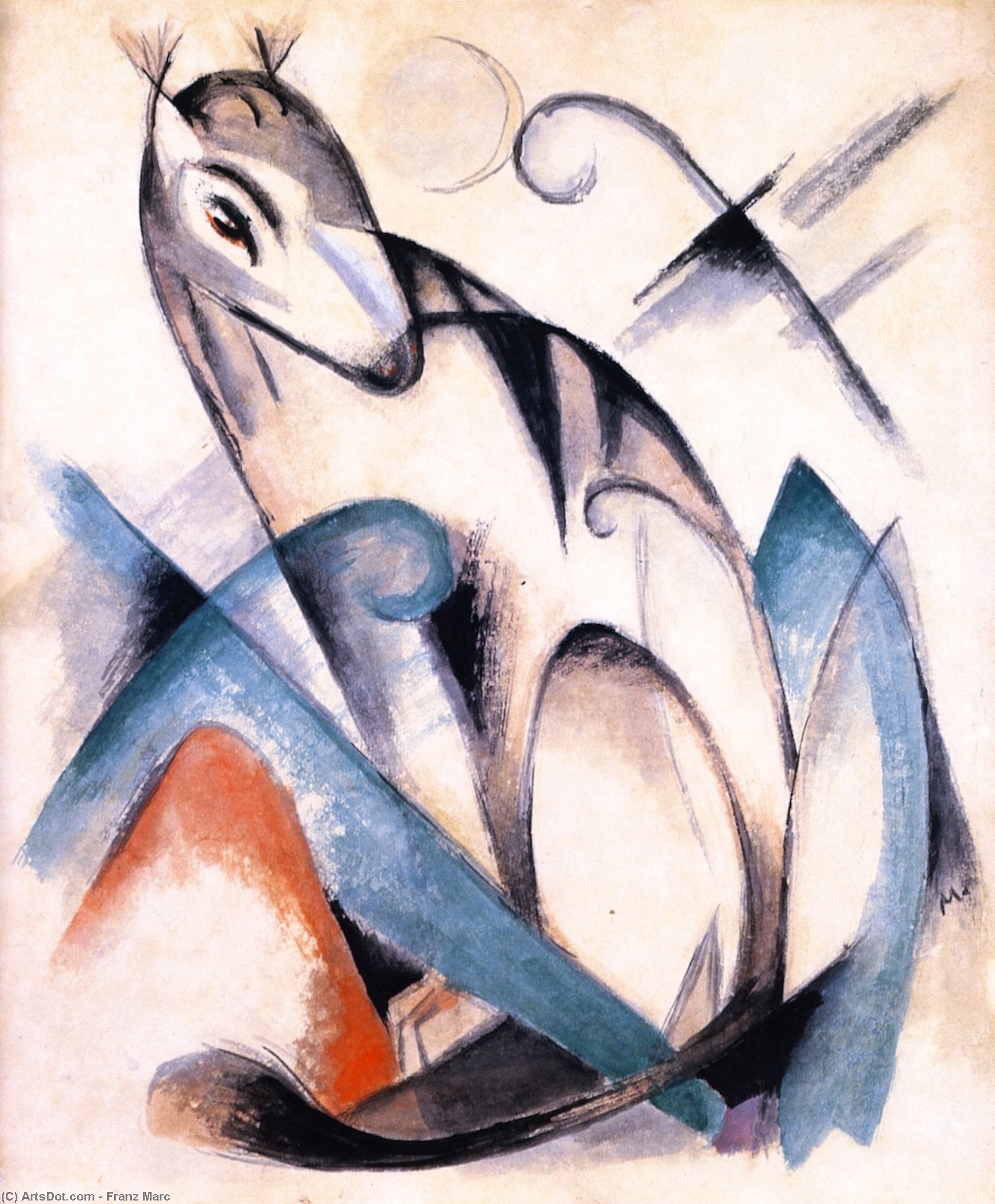 El Felino Fabuloso Sentado — Franz Marc