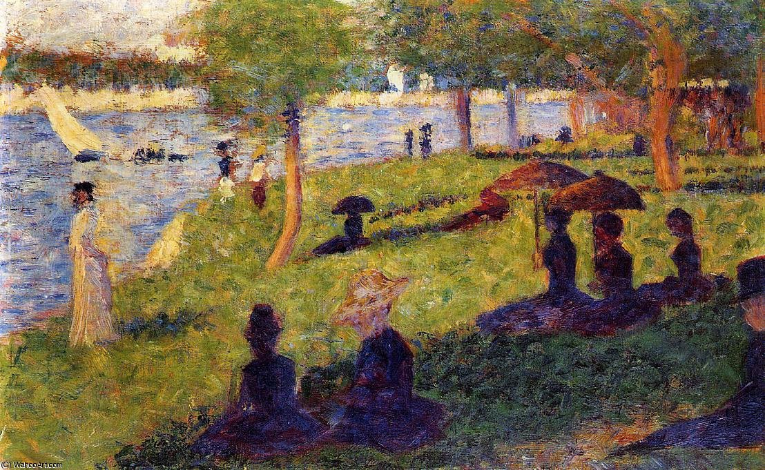 La Grande Jatte - Woman Fishing And Seated Figures — Georges Seurat