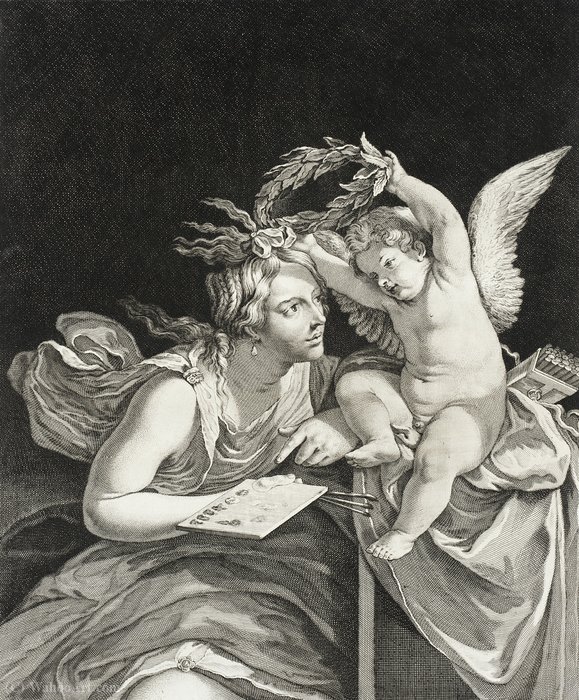 Allegorical Figure Of Painting Wreathed — Theodor Matham (dirck Matham)