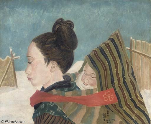 Jeune Femme D'akita Et Son Enfant — Léonard Tsuguharu Foujita