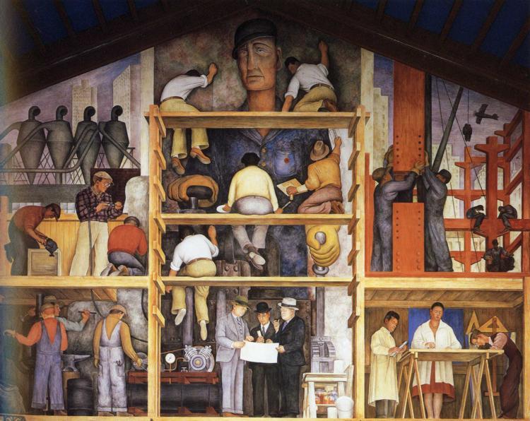 The Making Of A Fresco, Showing The Building Of A City — Diego Rivera
