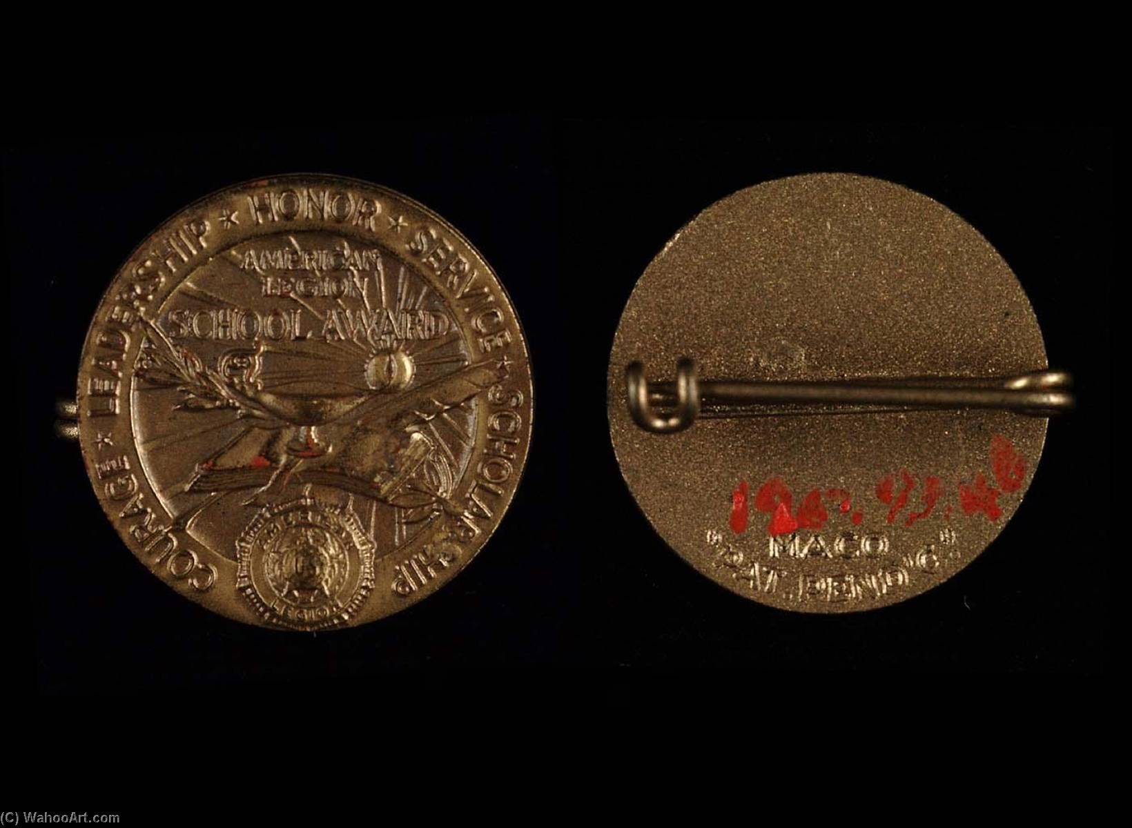 American Legion School Award Pin — Joseph Emile Renier