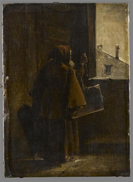 Moine Sonnant À La Porte Du Peintre Chauvin — François Marius Granet